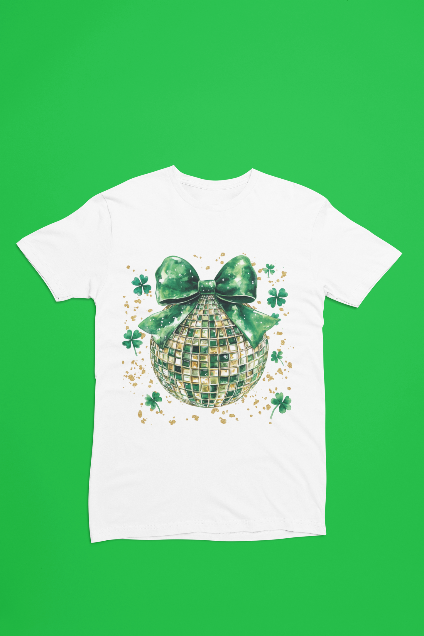 Green Bow Disco ball Tee